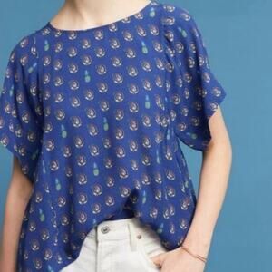 Anthropologie Maeve Milla Paisley Pineapple Shirt